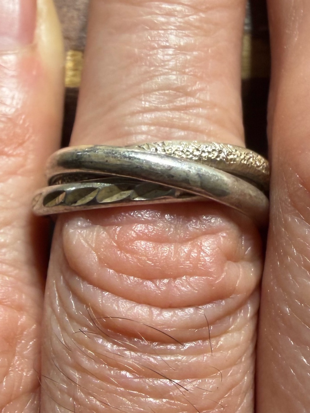 Vintage 925 Sterling Silver Triple Interlocked Ring Size 7, 7.5, 9